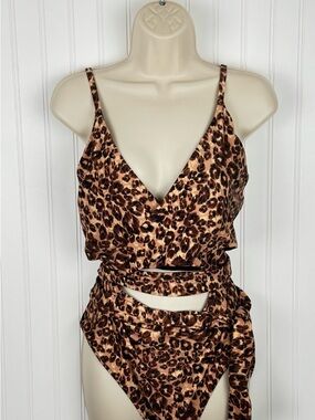 Aerie Leopard Wrap Cutout One Piece Swimsuit NWT XXL